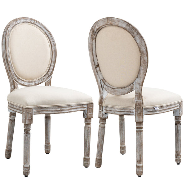 acquista Set 2 Sedie 51x55x 96 cm in Legno e Tessuto Crema