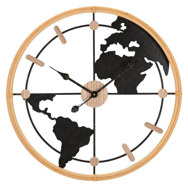 Orologio da Muro World New 60x5x60 cm in Ferro e MDF Marrone e Nero sconto