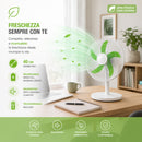 Ventilatore Ricaricabile 5 in 1 Installazione Parete Appoggio Piantana Soffitto con Telecomando Bianco e Verde      