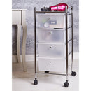 Carrello multifunzione Porta oggetti estetista casa 4 cassetti bianchi con ruote