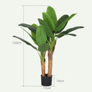 Pianta Artificiale di Banano 120 H cm per Interni con Vaso Nero  