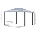 Gazebo da Giardino con Zanzariera 3,6x3m Tetto in Policarbonato Marrone