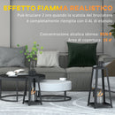 Set 2 Camini a Bioetanolo da Terra e da Tavolo con Vetro in Acciaio Nero