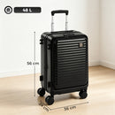 Valigia Rigida Piccola 48 L 56x36x24 cm Espandibile con 4 Ruote e Scomparto per Laptop in ABS Nero      