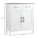 Mobiletto Bagno 2 Ante 2 Cassetti 1 Ripiano 68x33x76 cm in MDF Bianco