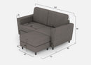 Divano 2 Posti con Pouf 172x145x85 cm Yasel in Tessuto Grigio