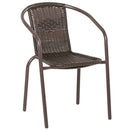 Set Tavolo e 2 Sedie Pieghevoli da Giardino in Acciaio e Rattan Marrone