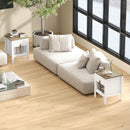 Set 2 Comodini con Cassetto e Ripiano Aperto 45x40x55 cm in Legno Bianco e Rovere   