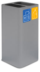 Pattumiera Per Raccolta Rifiuti 38x38xh80 cm In Acciaio Verniciato Cover a 2 Scomparti Grigio