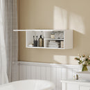Mobiletto da Bagno 80x25x30 cm Pensile con Anta a Ribalta e Ripiani in MDF Bianco      