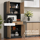 Credenza Cucina 80x40x180 cm con 2 Armadietti a 2 Ante e Cassetto in Legno Nero e color Legno      