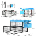 Pollaio Gabbia per Galline da Esterno 200x165,5x103 cm in Metallo Blu