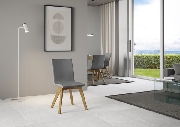 Sedia 52x52x87 cm Trudy gambe quercia in Similpelle Grigio acquista