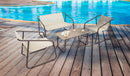 Set Salotto da Giardino Tavolo 2 Poltrone e Divano in Acciaio e Textilene Nizza Marrone e Beige