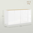 Credenza 2 Ante con Chiusura Ammortizzata 140x40x75 cm Bianco Lucido  