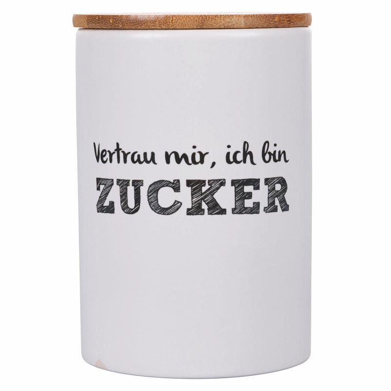 Barattolo Zucchero con Scritta Ø10x15 cm in Dolomite con Coperchio in Bambù VdE Tivoli 1996