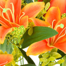Set 4 Bouquet Artificiali di Tulipani Artificiali e Gigli Altezza 37 cm Arancio