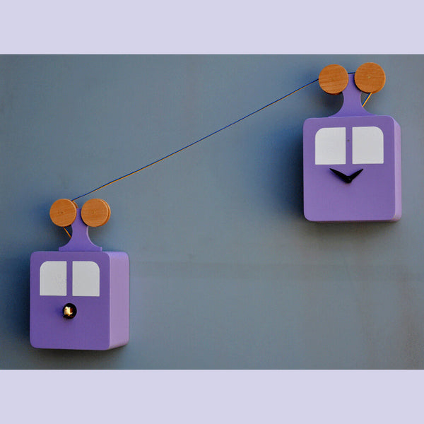 prezzo Wandkuckucksuhr 30X52X10Cm Pirondini Italia Seilbahn Lilla Blau