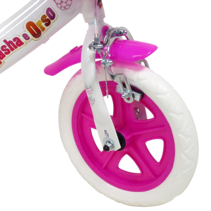 Bicicletta per Bambina 10" 1 Freno Gomme in EVA Masha e Orso Bianca