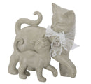 Gatto Stone con Cucciolo 19x9,5x17,5 cm in Poliresina Bianco