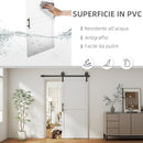 Porta Scorrevole in Stile Country con Binario 91,5x 213,4A cm in Legno e Acciaio Bianco e Nero   