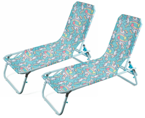 Set mit 2 Garten-Sonnenliegen für Kinder aus Stahl Soriani Oxford Unicorn online