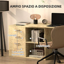 Scrivania da Ufficio Angolare 3 Cassetti e Ripiani Aperti 117x83,5x76 cm in Legno e Metallo Noce