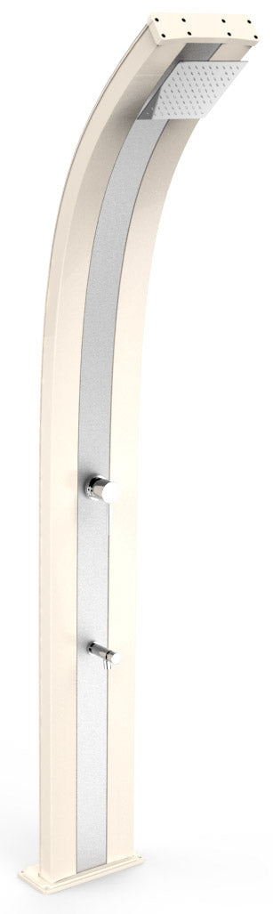 prezzo Doccia Solare da Esterno Giardino 40L Miscelatore e Lavapiedi Arkema Dada Fascia Inox Bianco Crema