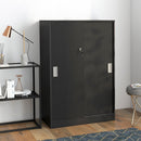 Armadietto da Ufficio 80x40x120 cm Ante Scorrevoli con 2 Chiavi di Sicurezza Nero  