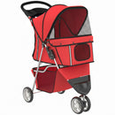Passeggino per Cani Piccoli Pieghevole 77x44x102 cm con Portabicchieri e Cestino Portaoggetti in Tessuto Oxford Rosso      