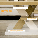Tavolino da Caffè  90x60x45 cm con Ripiano Centrale in Legno Bianco e Legno