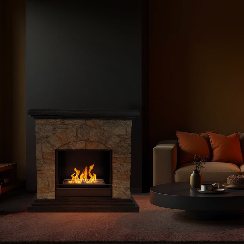 Camino a Bioetanolo da Pavimento 105x38x100 cm Belluno Effetto Finta Pietra   