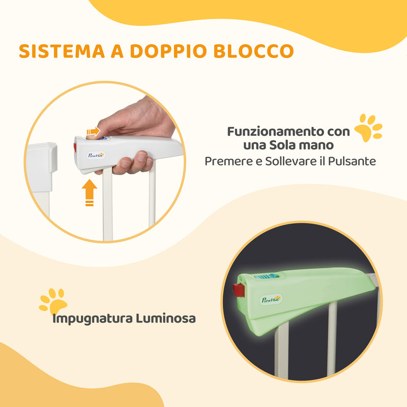 Cancelletto per Cani Regolabile 76-103cm con Chiusura Automatica Acciaio Bianco      