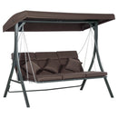 Dondolo da Giardino 3 Posti 198x118x168 cm Sedute Separate con Chaise Longue Marrone   