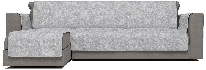 Copridivano con Penisola Sinistra in Poliestere e Cotone Grigio Chiaro Varie Misure