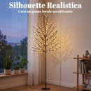 Albero di Natale di Ciliegio 60x60x180 cm con Luci LED 20 Rami e Timer Giornaliero in Acciaio e PP Nero      