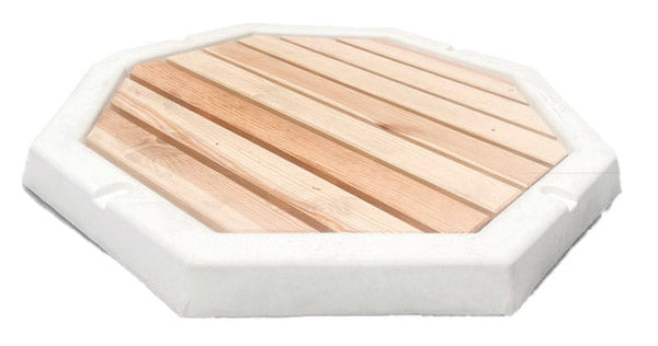 Piatto Doccia Ottagonale da Esterno Giardino 80 cm con Listelli di Legno Arkema Bianco online
