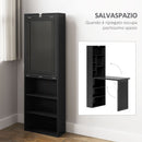 Mobile Libreria con Scrivania Salvaspazio Pieghevole 98x51x153 cm in Legno e MDF Nero  