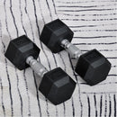 Set di 2 Manubri Esagonali da 6 kg con Presa Antiscivolo e Rivestimento in Gomma Nero   