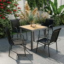 Set 4 Sedie Impilabili e Traspiranti 51x69x87 cm con Braccioli e Schienale Alto in Metallo e Poliestere Nero      