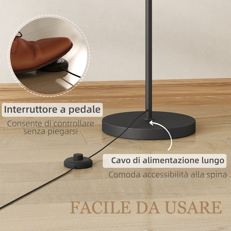 Lampada da Terra LED Dimmerabile con 5 Modalità Preimpostate 54,3x30,6x159,6 cm con Telecomando e Timer 60 Minuti in Metallo Nero   
