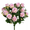 Set 2 Bouquet Artificiali Rose Boccio/Hiperycum per 13 Fiori Rosa