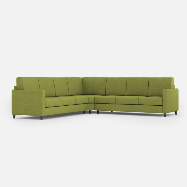Divano Angolare 7 Posti 281x281x85 cm Karay in Tessuto Verde sconto