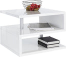 Tavolino a S con Ripiani a Giorno 55x41,5x55 cm Zeta Bianco Lucido  