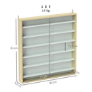Bacheca Portaoggetti 80x9,5x83 cm a 5 Ripiani Regolabili con Ante in Vetro in Pannello di Particelle Bianco e Rovere      