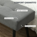 Panca Fondoletto 100x36x45 cm in Tessuto Effetto Velluto a Coste Grigio   