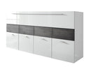 Credenza Mobile da Salotto 4 Porte 1 Anta a Ribalta 85x161x43cm TFT  Cube Bianco Lucido e Quercia Wengè