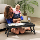 Supporto Monitor Inclinabile e Regolabile 83,5x33x23,5-34 cm con Cassetto Laterale in Legno Nero      