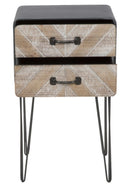 Mobiletto 2 Cassetti Oklahoma 41x34,5x70 cm in Ferro e MDF Marrone e Nero