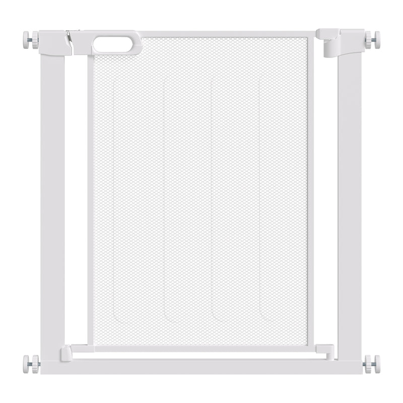 Cancellino per Cani Regolabile 75-82x76 cm con Chiusura Automatica in Acciaio e ABS Bianco      
